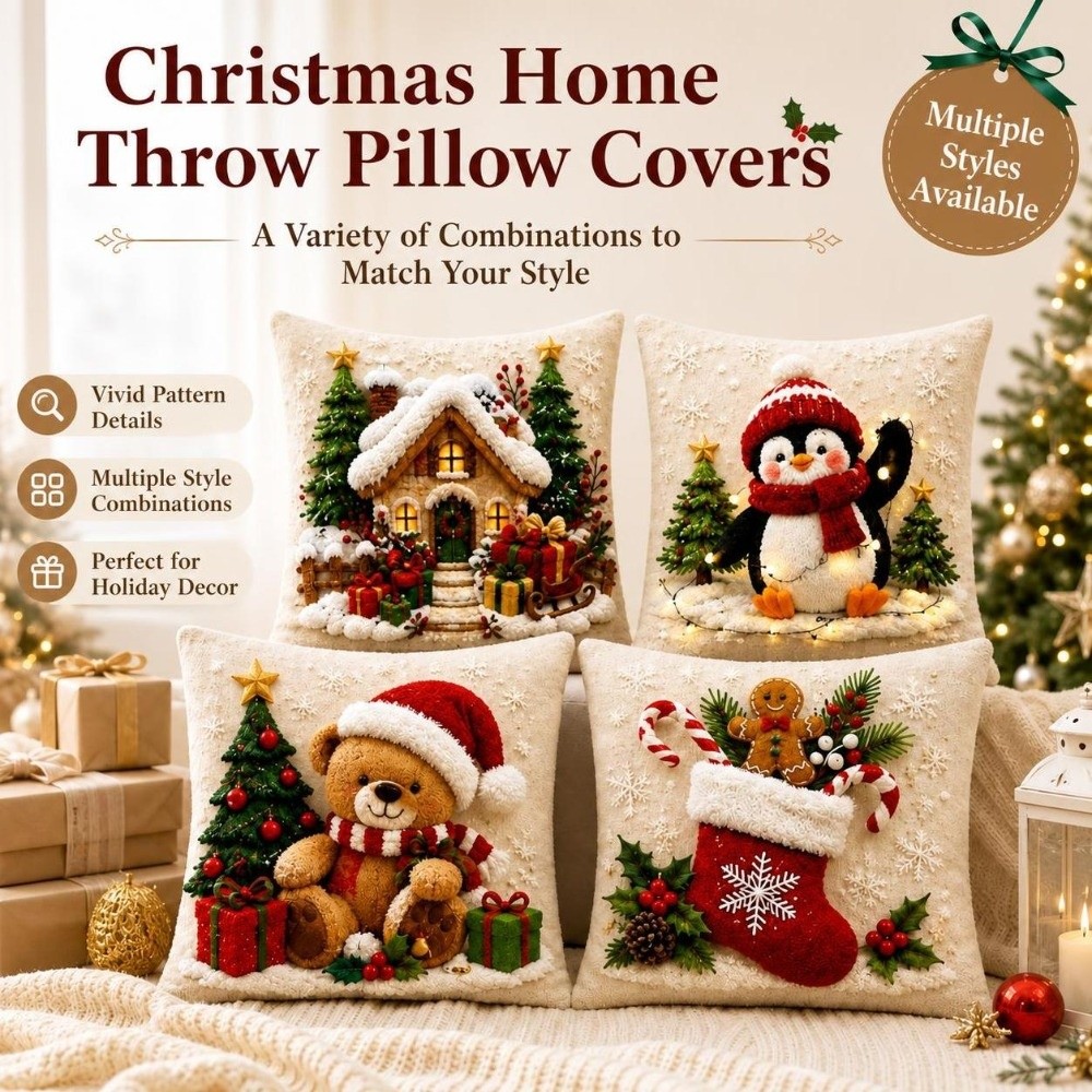 Home Textiles Towel Set - 4 sztuki poszewek na poduszki świąteczne