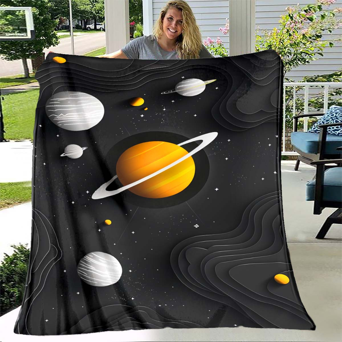 Koc flanelowy z motywem kosmos – Galaxy Home Textiles recenzja i cena